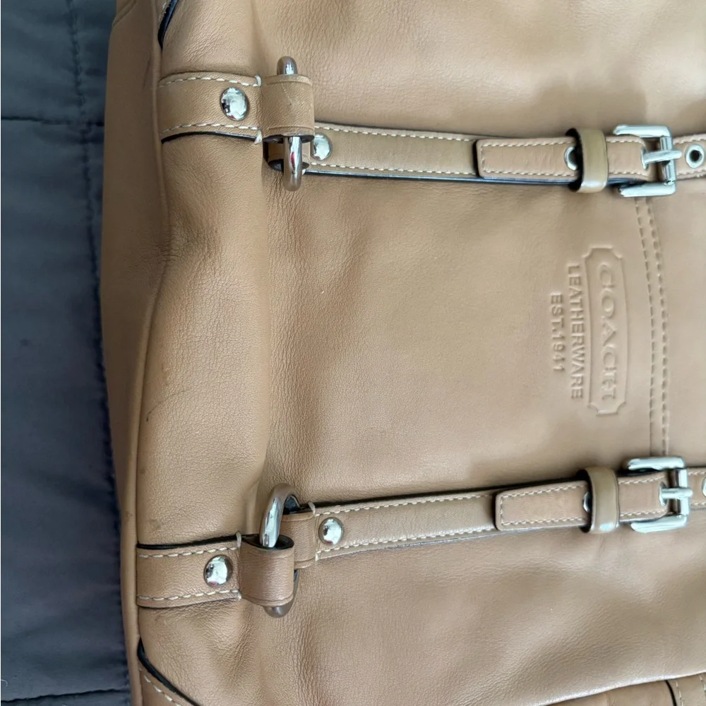 Coach Vintage Gallery Tote Bag Tan Leather Turnlock Large Carryall - Picture 2 of 10